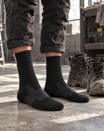 Mężczyzna na betonie w skarpetach Stryde